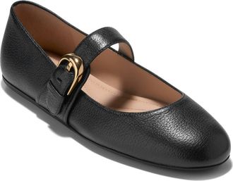 Cole Haan Grand Ambition Alissa Mary Jane Leather Flat in Black Tumbled Leather at Nordstrom, Size 7.5