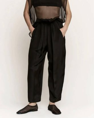 Modern Weaving Relaxed 3 Ply Silk Trouser In Black
