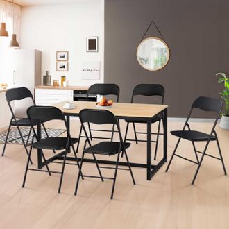 IDMarket Idmarket - Lote De 6 Sillas Plegables Kity Negras De Pu