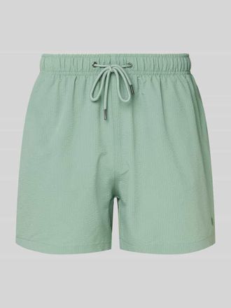 Mc Neal Relaxed Fit Badeshorts mit Logo-Stitching in Metallic Gruen, Gr&ouml;&szlig;e XL