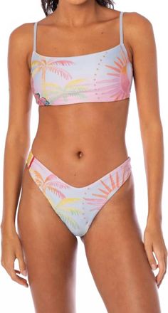 Maaji Splendour Regular Rise Thin Side Bikini Bottom In Mint Sunset