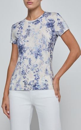 L'agence Ressi Mixed Print Top in Ivory/Blue Watercolor Paisley at Nordstrom, Size X-Small
