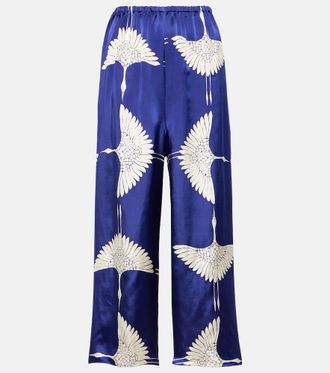 Khaite Mindy printed twill wide-leg pants