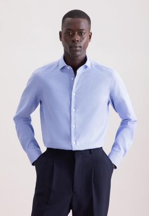 Seidensticker Businesshemd SEIDENSTICKER Schwarze Rose, Herren, Gr. XL (43), normale &Auml;rmell&auml;ngen, mittelblau, 100% Baumwolle, Strukturmuster, gemustert, slim fit, 2