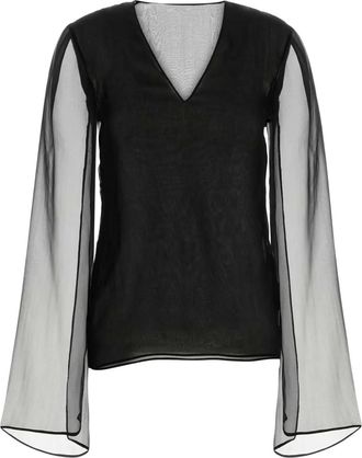 Alberta Ferretti Blusa con maniche semi trasparenti - Nero