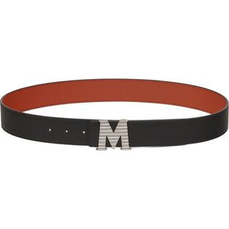MCM Claus Fluted Reversible Belt in Black at Nordstrom, Size X-Large