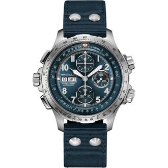 Hamilton Khaki Aviation X-Wind Auto Chronograph Textile Strap Watch, 45mm in Blue at Nordstrom