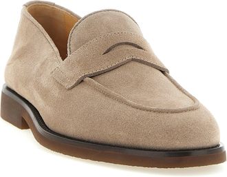 Brunello Cucinelli Mens Gray Calfskin Slip-On Loafers