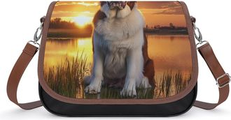 Generic Saint Bernard Dog Sunset Small Womens Crossbody Bags Shoulder Handbag with Adjustable Strap for Travel