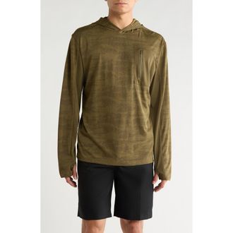 Brixton Journey Water Resistant Performance Sun Hoodie in Olive Tiger Camo at Nordstrom, Size Xx-Large