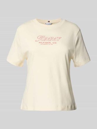 Tommy Hilfiger Slim Fit T-Shirt aus reiner Baumwolle in Offwhite, Gr&ouml;&szlig;e XL