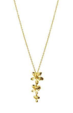 Adornia Petal Triple Flower Drop Pendant Necklace in Gold at Nordstrom Rack