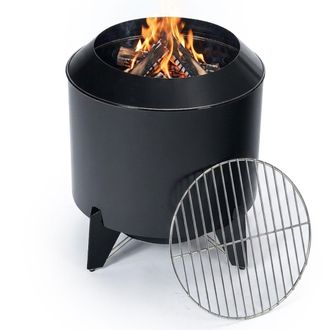 Relaxdays Relaxdays Brasero Baja Emisi&oacute;n Humo, Parrilla Cromada &Oslash;52 Cm, 46x52x52 Cm, Acero Esmaltado, Le&ntilde;a/pellets, Negro