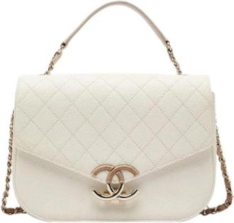 Chanel Pre-owned Quilted Caviar Leather Satchel - Dames - Vintage Handtas - Wit - ONE Size - Leer - Vintage