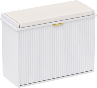 HOMCOM Shoe Storage Bench With Cushion And Flip-Drawer 62x26x47.5cm - White | TJ Hughes