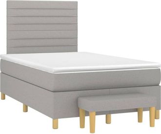 vidaXL Vidaxl - Cama Box Spring Con Colch&oacute;n Tela Gris Claro 120x200 Cm