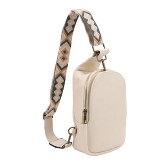 Generic Female Sling Chest Bag, Chest Bag PU Leather Vintage Portable for Phones for Women (Beige)