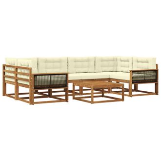 vidaXL Conjunto De Sof&aacute;s De Exterior Con Coj&iacute;n 7 Pcs Natural Y Crema Vidaxl