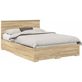 vidaXL Bed Frame with Drawer Sonoma Oak 140 x 190 cm Engineered Wood vidaXL