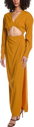 Sally Lapointe Lapointe Pebble Crepe Deep V Cutout Maxi Dress