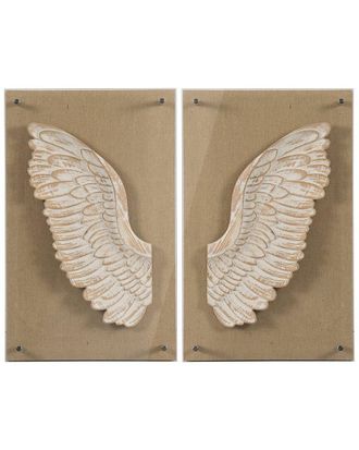 A&B Home Discontinued A&B Home 2Pc Framed Wood Carved Wings