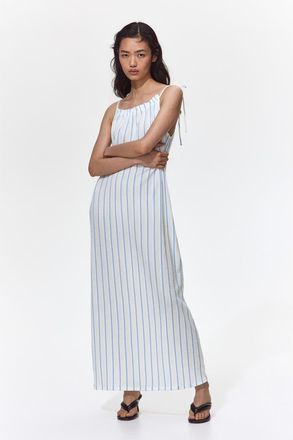 H&M Crinkled Tie-strap Dress in White/striped at Nordstrom, Size Xx-Large