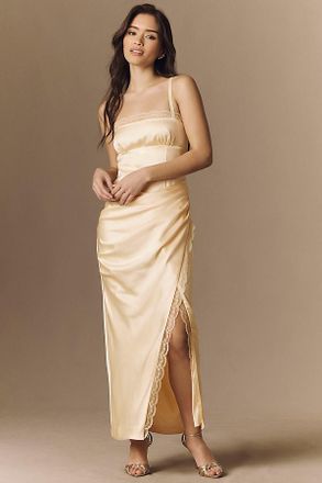 BHLDN Satin and Lace Maxi Dress