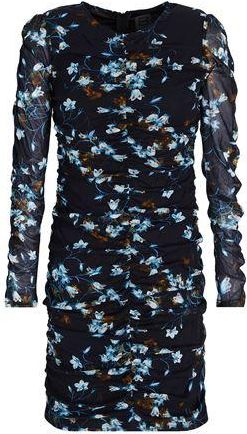 8 by YOOX PRINTED RUCHED MINI DRESS