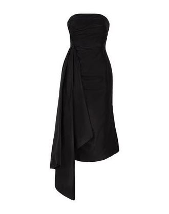 8 by YOOX SILK-SHANTUNG BANDEAU MIDI DRESS W/ SIDE DRAPE