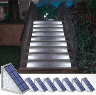 OEM Juego De 8 Luces Solares Para Escaleras - Blanco Fr&iacute;o De 6000 K - Clasificaci&oacute;n Ip67 - Iluminaci&oacute;n Autom&aacute;tica - F&aacute;cil Instalaci&oacute;n Sin Herramientas