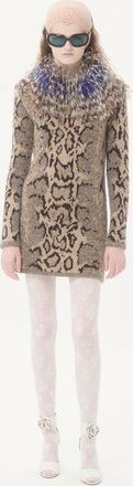 Valentino Abito In Cashmere Motivo Animalier Con Piume Donna ANIMALIER XS