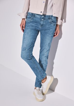 Street One 5-Pocket-Jeans STREET ONE Style Jane, Damen, Gr. 31, L&auml;nge 28, blau (light blau destroy wash), Denim/Jeans, Obermaterial: 83% Baumwolle, 15% Polyester