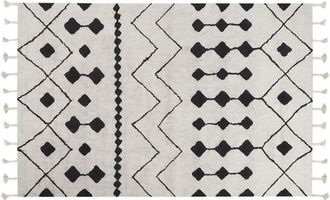 Beliani Rug KHEMISSET Off-White 140 x 200 cm Cotton