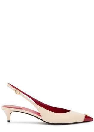 Valentino Garavani Vlogo 40 Slingback Leather Pumps - Cream