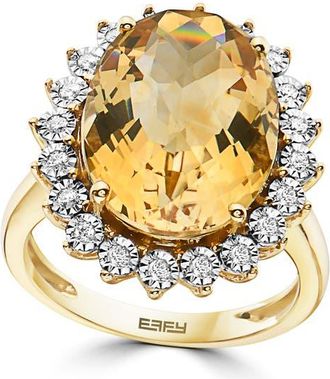 Effy 14K Yellow Gold Diamond & Citrine Sunburst Ring in 14K Gold at Nordstrom, Size 7