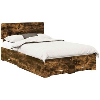 vidaXL Bed Frame with Drawer Smoked Oak 120 x 200 cm Engineered Wood vidaXL