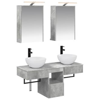 vidaXL Juego De Muebles De Ba&ntilde;o 5 Uds. Gris Hormig&oacute;n Vidaxl