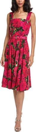 Oscar De La Renta Square Neck Dahlia Poplin Dress