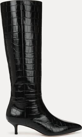 Veronica Beard Womens Lisa Croc Embossed Tall Boot In Black