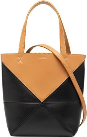 Loewe Beige Black Leather Shoulder Bag Tote Bag (Pre-Owned)