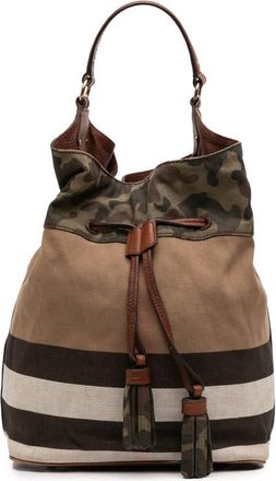 Burberry Pre-owned Burberry Mega Check Canvas Camouflage Susanna Tassel Bucket Bag Ladies CNDONHOUDON