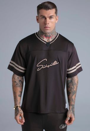 Siksilk Camiseta de F&uacute;tbol SikSilk para Hombres en Color Marr&oacute;n XXL