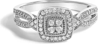 House of Brilliance 10K White Gold 1/10 ctw Diamond Cluster Halo Promise Ring at Nordstrom, Size 7.5