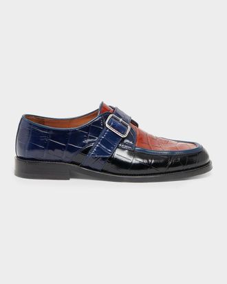 Marni Men & apos;s Crocodile-Embossed Leather Moccasins