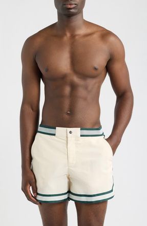 CH&Eacute; Studios Baller Recycled Nylon Swim Trunks in Ivory- 10 at Nordstrom, Size Small