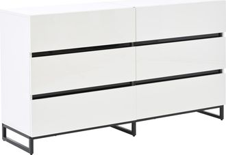 STILVORA Aparador Con 6 Cajones, Frentes Brillantes Y Patas De Metal, Para Sal&oacute;n, En Tablero De Part&iacute;culas, 140&times;39,5&times;78,5 Cm