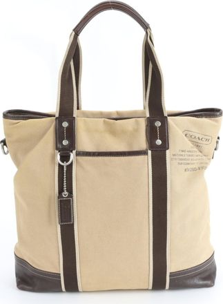 Coach Beige Leather Canvas Tote Bag (Pre-Owned)