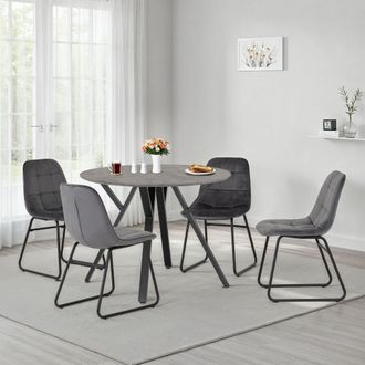 Seconique Athens Round Dining Set with Lukas Chairs in Grey
