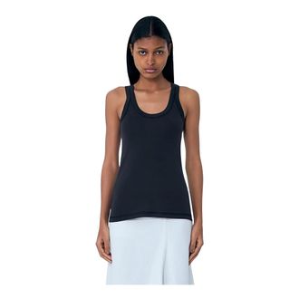Christophe Lemaire Sleeveless Tops, female, Black, Size: XS Rib Tank Top