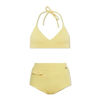 Maison Margiela Bikinis, female, Yellow, Size: XS Textured Halterneck Bikini